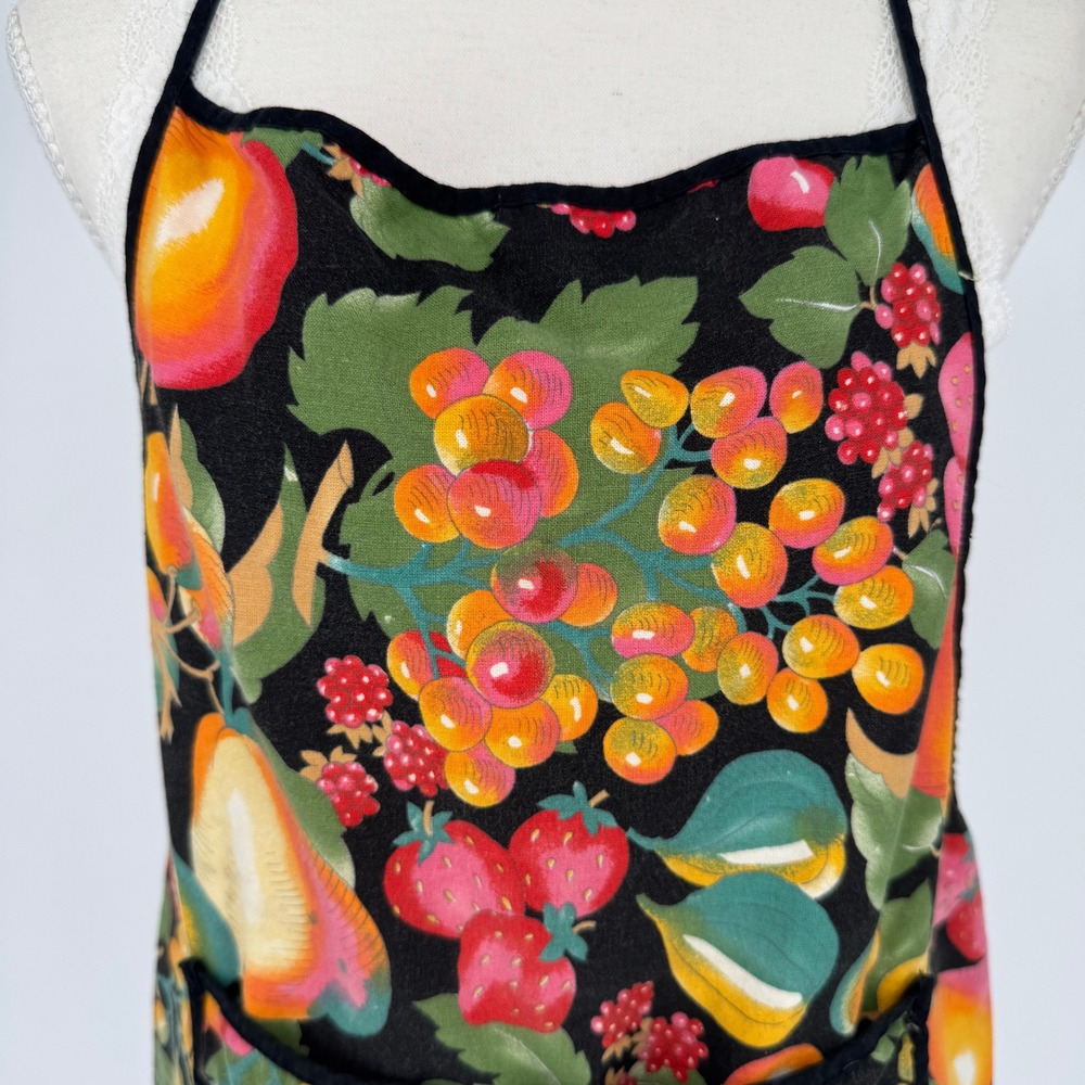 Vintage Maison Mode Apron OS Cotton Fruit Print Cottagecore French Made - Picture 4 of 9